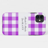 紫色のギンガムパターン結婚式の引き出物 Case-Mate iPhoneケース (裏面(横))