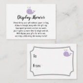 紫色のクジラのアクセント表示ベビーシャワーギフトカード エンクロージャーカード (正面/裏面)