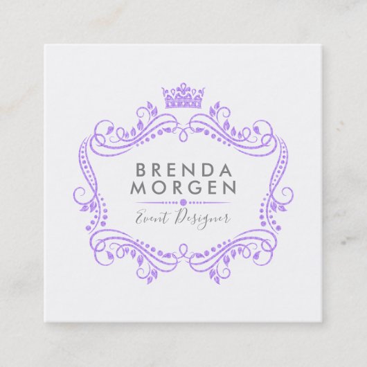 紫色のクラウンフレーム スクエア名刺 (正面)