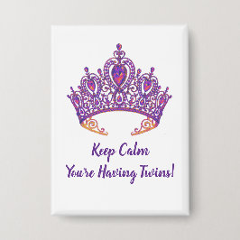 紫色のクラウン付きツインアナウンスボタン 缶バッジ