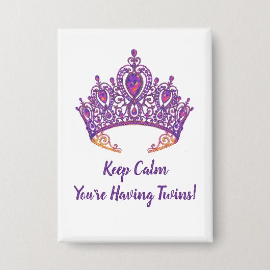 紫色のクラウン付きツインアナウンスボタン 缶バッジ (正面)