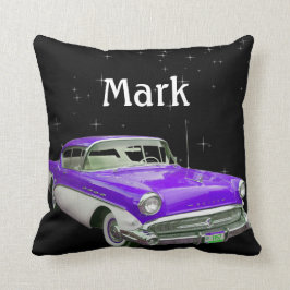 紫色のクラシックな筋肉車の誕生日の強打 クッション