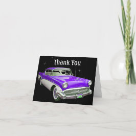 紫色のクラシックな筋肉車の誕生日は感謝していしています サンキューカード