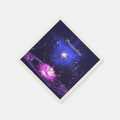 紫色のクリスタルロータスの花の星をパーソナライズ スタンダードカクテルナプキン (角)