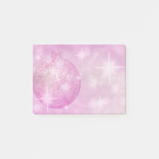 紫色のクリスマスのオーナメントの後it®ノート4 x 3 ポストイット (正面)