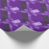 紫色のクリスマスのパッケージの包装紙 ラッピングペーパー (角)