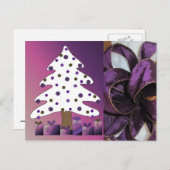 紫色のクリスマスの装飾 シーズンポストカード (正面/裏面)
