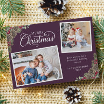 紫色のクリスマスウォーターカラー植物体2写真