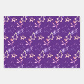 紫色のクリスマススノーフレークスタークリスマスツリー ラッピングペーパーシート (正面2)