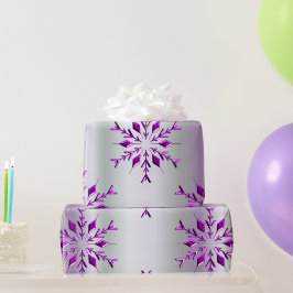 紫色のクリスマススノーフレーク ラッピングペーパー