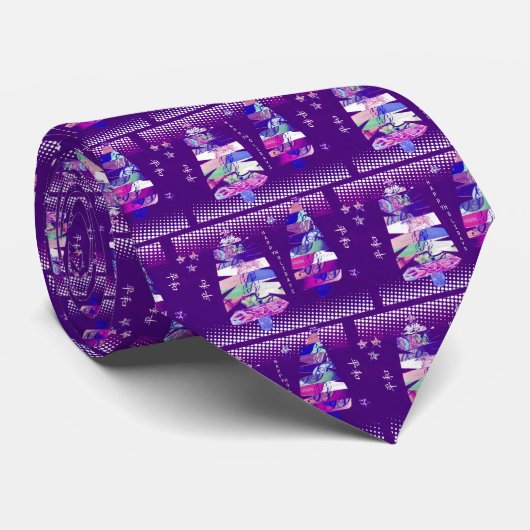 紫色のクリスマスツリーのコラージュ ネクタイ (ロール)