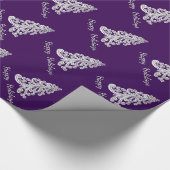 紫色のクリスマスツリーの幸せな休日は色を選びます ラッピングペーパー (角)