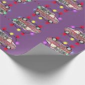 紫色のクリスマスツリーをトラックに ラッピングペーパー (角)