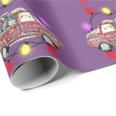 紫色のクリスマスツリーをトラックに ラッピングペーパー (ロールコーナー)