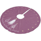 紫色のクリスマスツリースカート金ゴールド星 ブラッシュドポリエステルツリースカート (アングル)