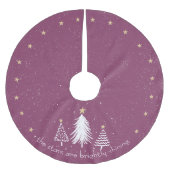 紫色のクリスマスツリースカート金ゴールド星 ブラッシュドポリエステルツリースカート (正面)