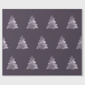 紫色のクリスマスツリーパターンナス ラッピングペーパー (フラット)