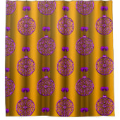 紫色のクリスマスデコレーションの金ゴールド シャワーカーテン (正面)