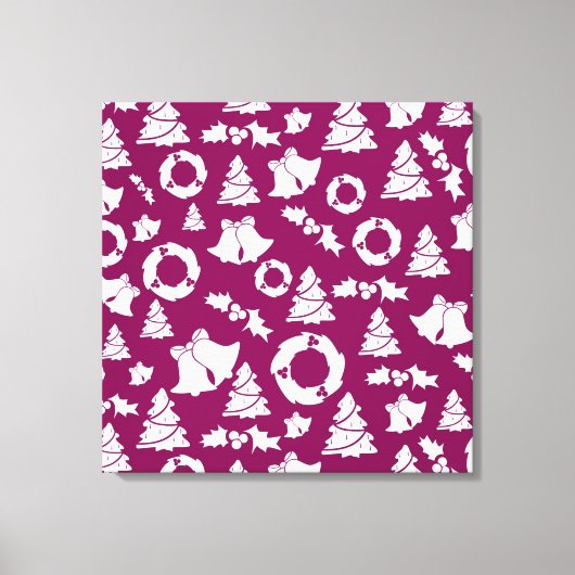 紫色のクリスマスパターン キャンバスプリント (正面)