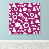 紫色のクリスマスパターン キャンバスプリント (インサイチュ (ウッドフロア))