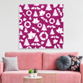 紫色のクリスマスパターン キャンバスプリント (インサイチュ (リビング))