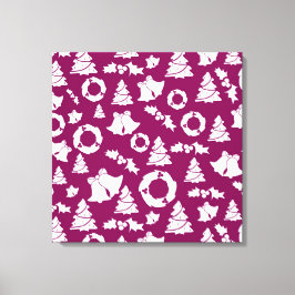 紫色のクリスマスパターン キャンバスプリント