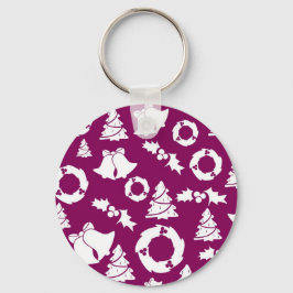 紫色のクリスマスパターン キーホルダー