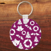 紫色のクリスマスパターン キーホルダー (裏面)