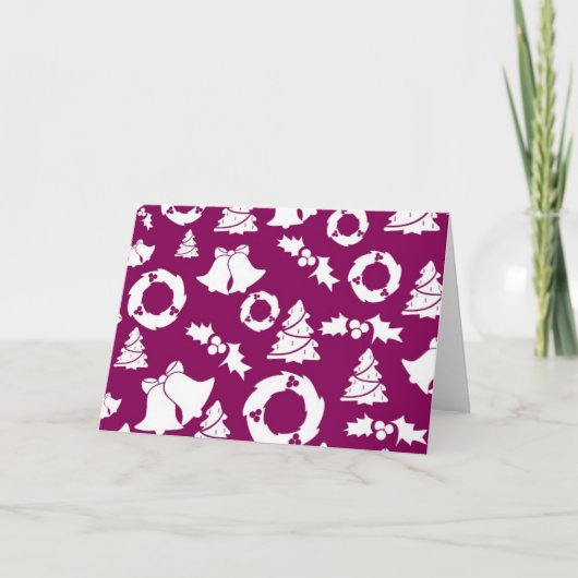 紫色のクリスマスパターン シーズンカード (正面)
