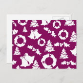 紫色のクリスマスパターン シーズンポストカード (正面/裏面)