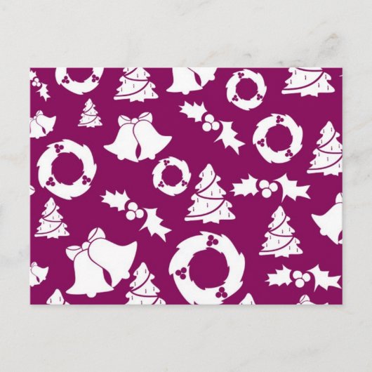 紫色のクリスマスパターン シーズンポストカード (正面)