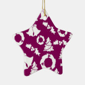 紫色のクリスマスパターン セラミックオーナメント (右)