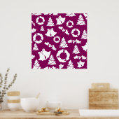 紫色のクリスマスパターン ポスター (キッチン)