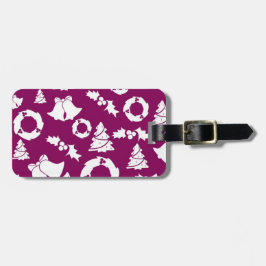 紫色のクリスマスパターン ラゲッジタグ