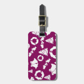 紫色のクリスマスパターン ラゲッジタグ (正面縦)