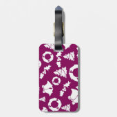 紫色のクリスマスパターン ラゲッジタグ (裏面縦)