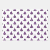 紫色のクリスマスパターン ラッピングペーパーシート (正面)