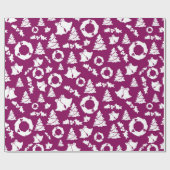 紫色のクリスマスパターン ラッピングペーパー (フラット)