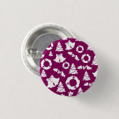 紫色のクリスマスパターン 缶バッジ (正面&裏面)