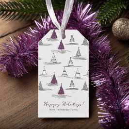 紫色のクリスマスパターン#5 ID1009 ギフトタグ