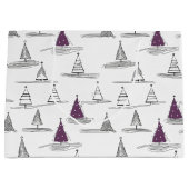 紫色のクリスマスパターン#5 ID1009 ラージペーパーバッグ (正面)