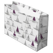 紫色のクリスマスパターン#5 ID1009 ラージペーパーバッグ (正面アングル)