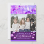 紫色のクリスマスフォトスノーフレーク シーズンカード (正面)