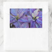 紫色のクリスマスポインセチア 長方形シール (バッグ)