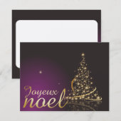 紫色のクリスマスモチーフに金のクリスマスツリー 招待状 (正面/裏面)