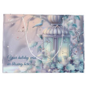 紫色のクリスマスランタンを作成する ラージペーパーバッグ (裏面)