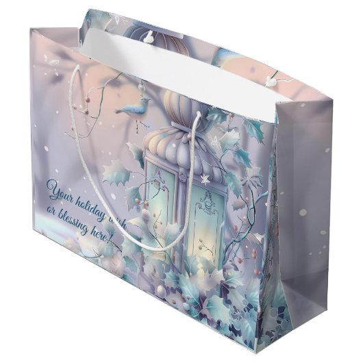 紫色のクリスマスランタンを作成する ラージペーパーバッグ (裏面アングル)