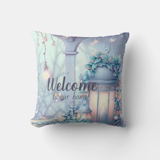 紫色のクリスマスランタンを作成 クッション (正面)