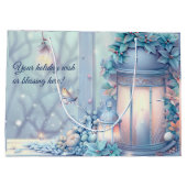 紫色のクリスマスランタンを作成 ラージペーパーバッグ (裏面)