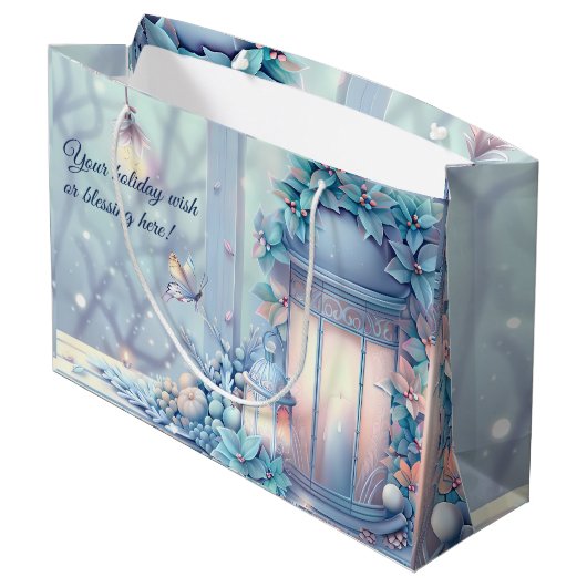 紫色のクリスマスランタンを作成 ラージペーパーバッグ (裏面アングル)